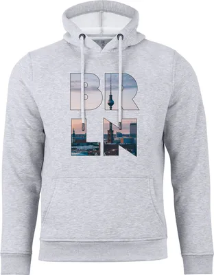 Produktbild von Cotton Prime® Hoodie Skyline Berlin - Weltenbummler Kollektion XL Grau-Melange