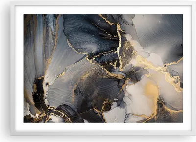 Produktbild von Gerahmtes Poster - Weißer Rahmen - Dunkel Abstraktion Gold - 70x50 cm - Wand Bild - Wanddeko - Wandbilder - Kunstposter - Wandposter - Bilderrahmen - Bilder - Kunstdruck - P2WAA70x50-4824