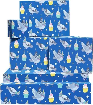 Produktbild von Vogelpapier - Cadeaupapier - Geschenke einpacken - 70 x 50 cm - Blauw - Papiervellen - Einwegpapier