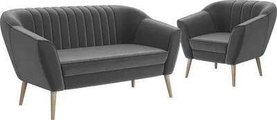 Produktbild von MEBLINI Mini Sofa Set 2-1 für Wohnzimmer - Mini Lounge für drei Personen - Küchensofa - Sofa Klein - Sitzgarnitur - Polstergarnitur - Sofagarnituren - KAIA - 2+1 - Dunkelgrau Samt