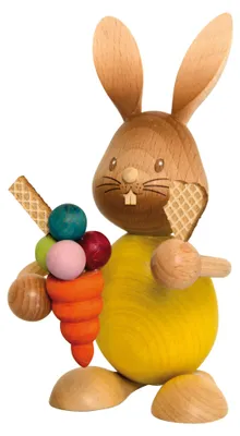 Produktbild von Drechslerei Kuhnert - Dekofigur aus Holz - Hase Stupsi mit Eis - ca. 12cm