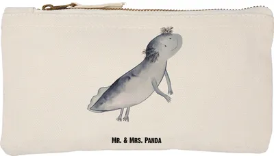 Produktbild von Mr. & Mrs. Panda Mäppchen Axolotl Schwimmen Größe S Klein - Weiß - Geschenk, Lurch, Federtasche, Kulturbeutel, Etui, glücklich, Stoffbeutel, Optimistisch, Pouch, Probleme