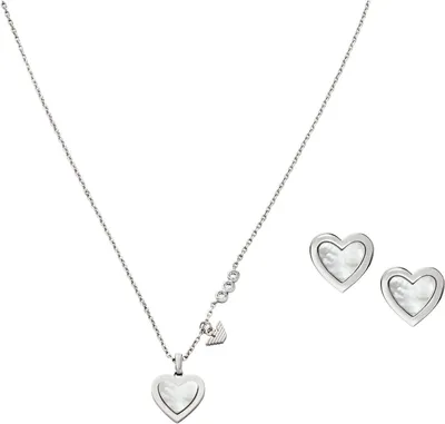 Produktbild von Emporio Armani EGS3228SET Damen Collier Herz Edelstahl Silber weiß 42 cm