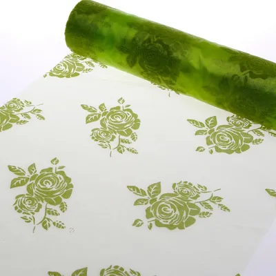 Produktbild von Organza-Tischläufer "Green Roses" - 28 cm - Rolle 15 Meter - 71-280-60