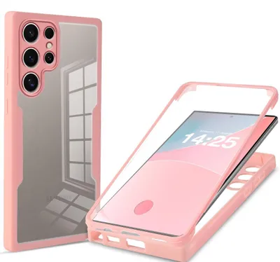 Produktbild von 360 Grad Rundum Schutz Handyhülle für Samsung Galaxy S24 Ultra Full Cover Vollschutz Case Farbe: Rose