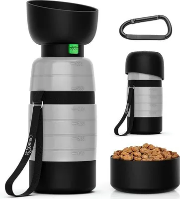 Produktbild von Famanu Tragbare Wasserflasche für Hunde mit Futterbehälter - 650 ml, 150 ml