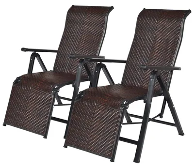 Image de Transat - Chaise longue - Bain de soleil - Chaise de jardin - Transat - Lot de 2 - Dossier réglable