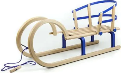 Produktbild von Klappbarer Hörnerschlitten - 100cm - Zugseil und Rücklehne inkl. - Ideal für Kinder, um Spaß im Schnee zu haben !