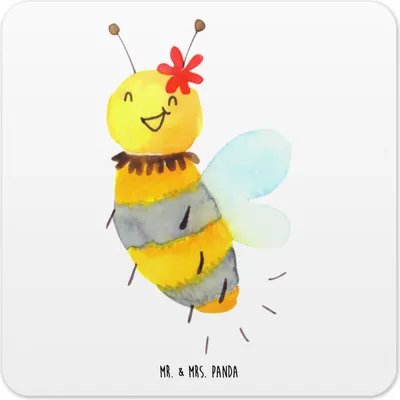 Produktbild von Mr. & Mrs. Panda Untersetzer für Gläser Biene Blume 10er Set - Weiß - Geschenk, Tischuntersetzer, Coaster, Flaschenuntersetzer, Tassenuntersetzer, Glas-Untersetzer