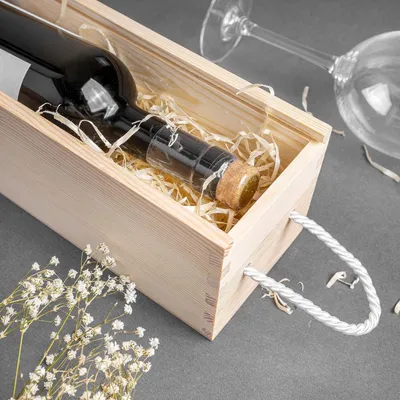 Immagine prodotto di Creative Deco Scatola in Legno Vino | 1 Bottiglia | Manico Corda e Coperchio Scorrevole | 35.5 x 10.5 x 10.5 cm | Cassetta Perfetta per Regalo