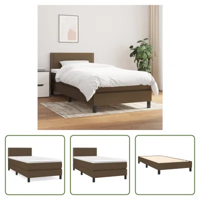Immagine prodotto di The Living Store Letto a molle con materasso marrone scuro 100x200 cm in tessuto