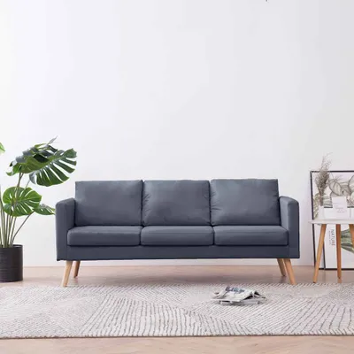 Produktbild von vidaXL Sofa Stoff Dunkelgrau 3-Sitzer 168x70x73 cm abnehmbar und maschinenwaschbar