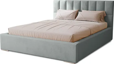 Produktbild von Polsterbett Dream 120x200 cm, Bett mit Kopfteil, Doppelbett mit Bettkasten, Lattenrost und Matratze aus Holz, Velourstoff:  Grau