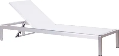 Zdjęcie produktu dla BELIANI Leżak ogrodowy biały aluminium i siatka 198 x 64 cm leżanka z regulowanym oparciem i z kółkami