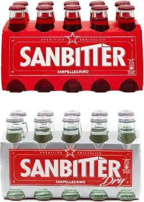 Produktbild von Sanbitter 10x 100ml + Sanbittèr weiss dry 10 x 10cl. Aperitif Sanbitter Italian Antipasti duoset