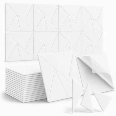 Productafbeelding van 12 stuks akoestische panelen, zelfklevend, polyester, 30 x 30 x 0,9 cm, wit