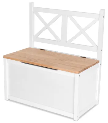 Produktbild von Truhenbank Kindermöbel Holzbank weiß / natur Sitzbank mit Stauraum XEN ib style®