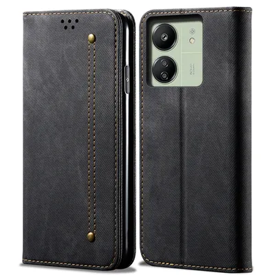 Produktbild von Hülle für Xiaomi Poco C65 /Redmi 13C 4G Leder Brieftasche Flip Bookstyle Schutzhülle mit Standfunktion Schwarz