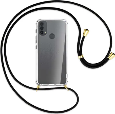 Produktbild von Handykette Backcover-Schutzhülle mit Band (Metall goldfarben) für Motorola Moto E30, Moto E40 - schwarz