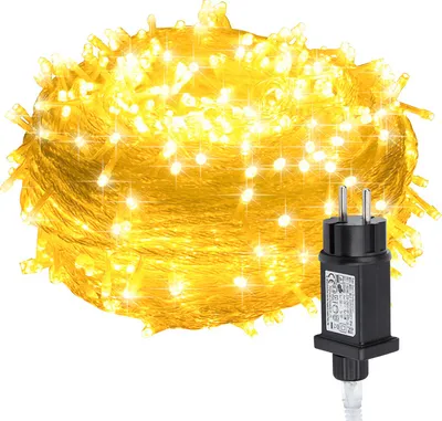 Imagen del producto de Jopassy, cadena de luces LED de 10 metros, 100 LEDs, luz blanca cálida, 8 modos de iluminación, ideal para fiestas, jardín, interior y exterior, decoración, iluminación navideña, IP44