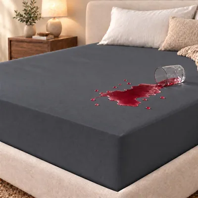 Zdjęcie produktu dla Wodoodporna ochrona na materac, 90 x 200 cm, ciemnoszara, oddychająca