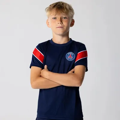 Produktbild von PSG Fußballtrikot Stripe für Kinder - Größe 152 / 12 Jahre - Blau Paris Saint-Germain Shirt - Trainingsshirt - Offizielles PSG-Produkt.