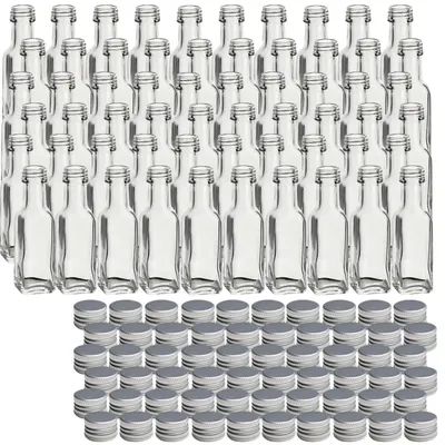 Image de Lot de 60 flacons en verre Maraska de 20 ml avec bouchon à vis argenté