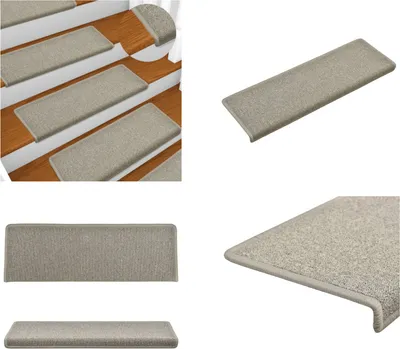 Obrázek produktu pro vidaXL Kobercové nášlapy na schody 15 ks 65x21x4 cm Světle šedá - Rohožka na schody - Rohože na schody - Rohože na schody