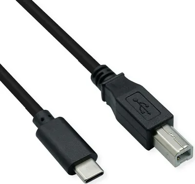 Produktbild von ROLINE USB 2.0 Typ C Kabel, C - B, ST/ST, schwarz, 1,8 m
