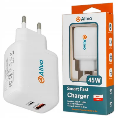 Zdjęcie produktu dla Ładowarka sieciowa Usb / Usb-C 45W Pd Qc-3.0 Allvo AL45