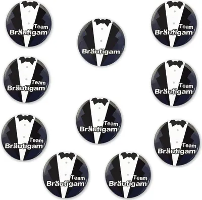 Produktbild von Oblique Unique Button Set JGA Junggesellenabschied - 1x Bräutigam & 9x Team Bräutigam