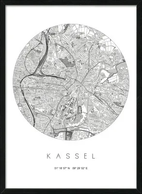 Produktbild von Gerahmtes Bild Kassel Landkarte 53x73 cm