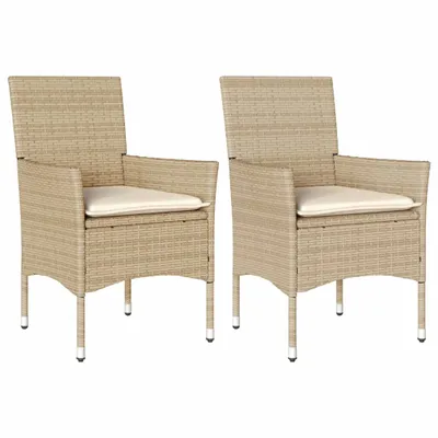 Produktbild von vidaXL Gartenstühle mit Kissen 2 Stk. Beige Poly Rattan