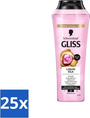 Produktbild von Gliss Shampoo – Liquid Silk – Für glänzendes und seidiges Haar – 250 ml - Vorteilspack - 25 Stücke