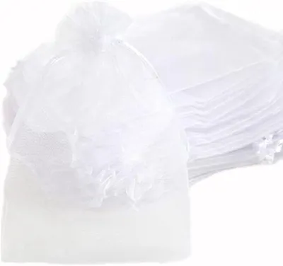 50 Stück Organza Beutel mit Kordelzug für Geschenke, Hochzeiten, Feiern, Schmuck und Süßigkeiten - 20 x 30 cm, Weiß
