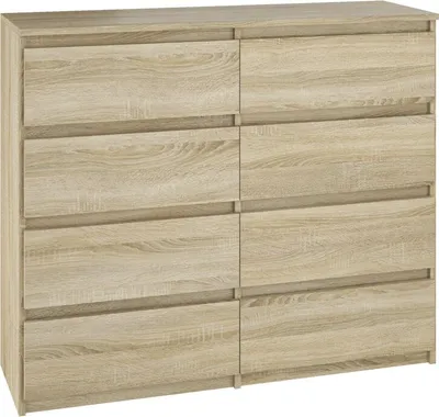 Produktbild von YUMEBLY Kommode mit 8 Schubladen | 100x97x40 cm | Schrank für Kleidung, Dokumente, kleine Gegenstände | Schlafzimmer, Wohnzimmer, Büro | Sonoma