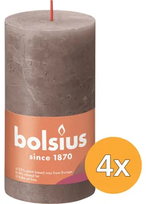 Productafbeelding van 4x Bolsius Shine Rustiek Stompkaars 130/68 Rustic Taupe (1 stuk)