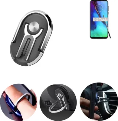 Produktbild von K-S-Trade 3in1 Smartphone-Ring Handy-Ring kompatibel mit Motorola Moto G Pro Fingerhalterung  Handyring Tischständer Lüftungsgitter-Halterung Tisch