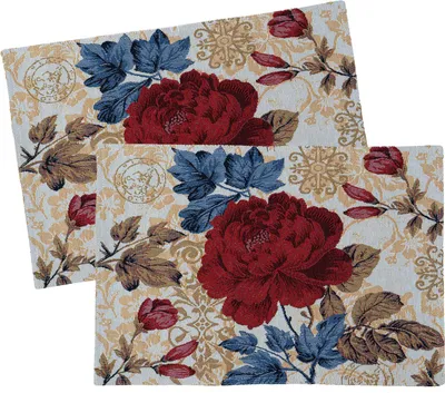 Immagine prodotto di heimtexland ® Set di 2 tovagliette Gobelin Decorazioni floreali per la tavola con cotone Decorazioni pasquali Sottobicchieri Tavolo da pranzo naturale Decorazioni Art Déco Rosé Tipo 884 Tovagliette 33x46 cm Peonia