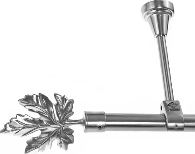 Produktbild von Edelstahl Look Gardinenstange 20mm Deckenträger 1-läufig Blatt, Länge wählbar D51 E35 R