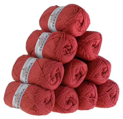 10 x 50g Strickgarn TEREZKA 100% Baumwolle, rot