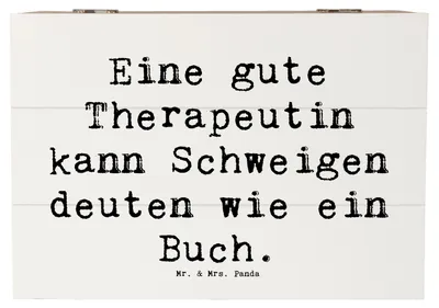 Produktbild von Mr. & Mrs. Panda Erinnerungsbox Spruch Therapeutin Weisheit 22 x 15 cm - Weiß - Geschenk, Berufsleben, Dankbarkeit, geschenkkiste, Aufbewahrungstruhe, Berufsalltag, Box