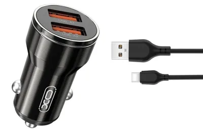 Produktbild von XO Kfz-Ladegerät CC48 2x USB 2,4A schwarz + USB-C-Kabel