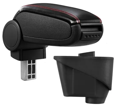 Image de Accoudoir central en cuir, noir/rouge, pour Citroën DS3 à partir de 2010