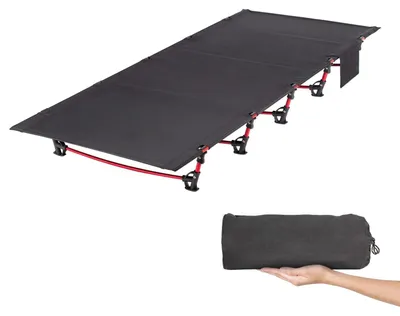 Productafbeelding van Veldbed opvouwbaar - 192 x 70 x 17 cm - Aluminium - Tot 150 kg - Zwart