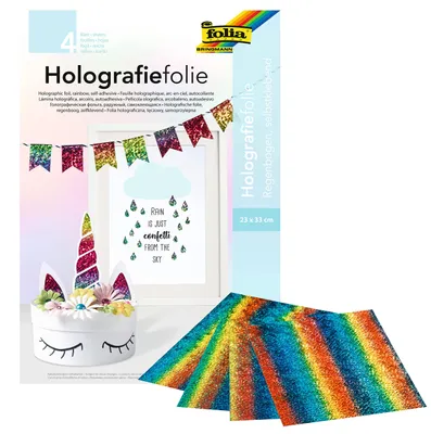 Obrázek produktu pro folia 347 - Holografická fólie, rozměry 23 x 33 cm, 4 listy, duhový efekt, samolepicí