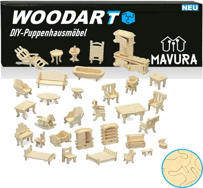 Immagine prodotto di WOODART Mobili per bambole 3D Kit di mobili per mini bambole in legno