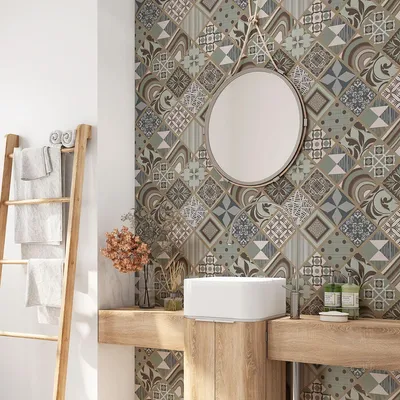 Produktbild von Klebefolie für Badezimmer - Lumaléa - Zementfliesenmuster - Klebefolie + GLANZ-Schutz - 55 x 55 cm