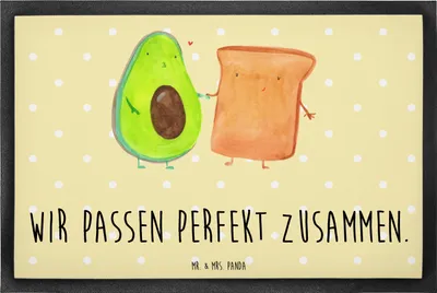 Produktbild von Mr. & Mrs. Panda Schmutzmatte Avocado Toast 60 x 90 cm - Gelb Pastell - Geschenk, Fussmatte, fußmatte, Hochzeit, Freundin, Gummimatte, Fußabtreter, Bodenvorleger