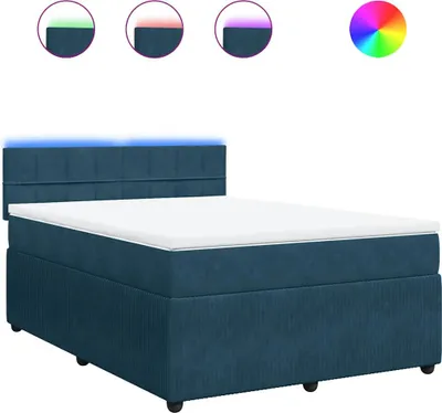 Produktbild von vidaXL Boxspringbett mit Matratze Blau 140x200 cm Samt